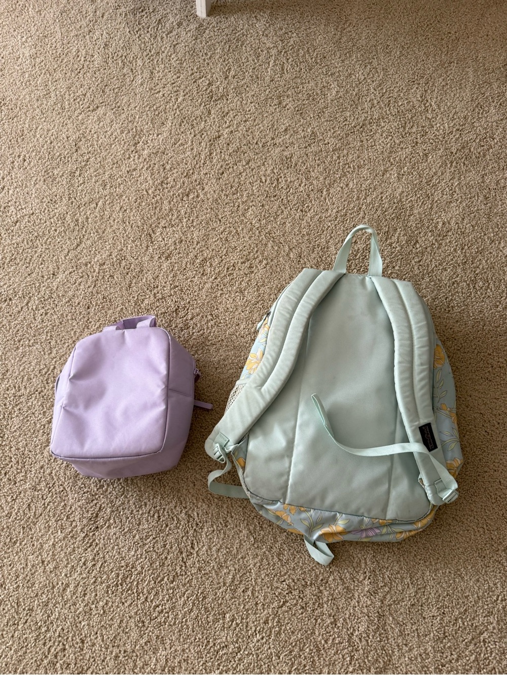 Jansport Floral Mint and Lilac Kids Backpack Set - Picture 2 of 2